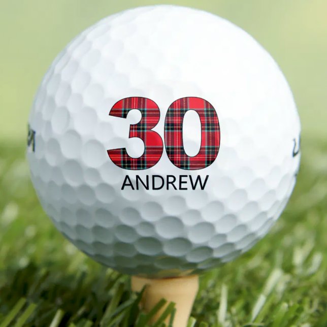 Balles De Golf Cool Golfer Cadeau 30e anniversaire rouge plaid de (Créateur téléchargé)