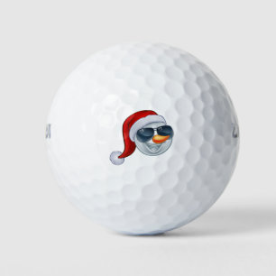 Balles De Golf Cool Noël Snowman Santa Hat Lunettes de soleil Emo