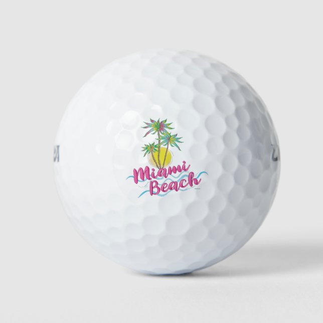 Balles De Golf Cool Pink-Miami-Beach-Floride Graphisme (Devant)