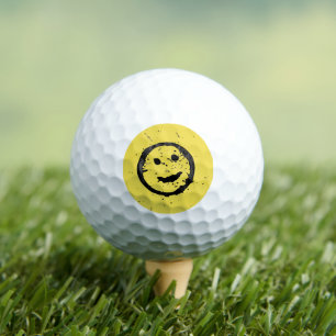 Balles De Golf Cool Sardé Joyeux visage souriant jaune