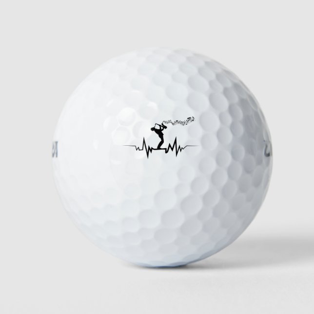 Balles De Golf Cool Saxophone Heartbeat Pour Musiciens (Devant)