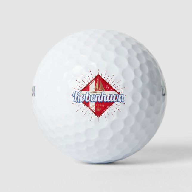 Balles De Golf Copenhague capitale Danemark Retro voilier (Devant)