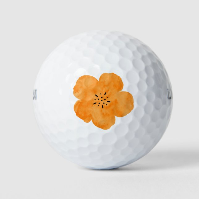 Balles De Golf Coquelicot aquarelle orange 2 (Devant)
