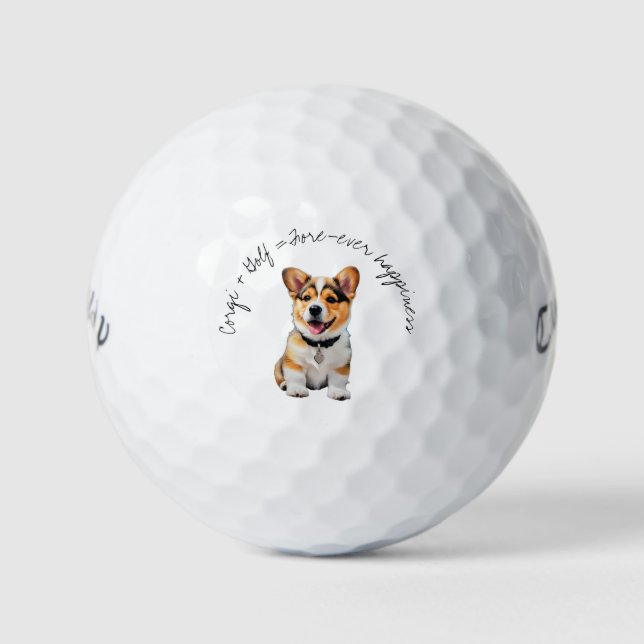 Balles De Golf Corgi joueur 'Corgi + Golf = Bonheur éternel' (Devant)