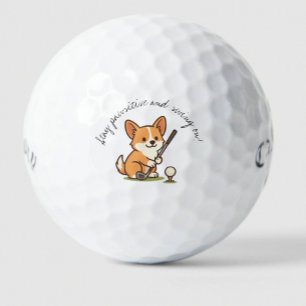Balles De Golf Corgi joyeux 'Restez Pawsitive et courez ! ' Amusa