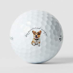 Balles De Golf Corgi joyeux 'Restez Pawsitive et courez ! ' Amusa