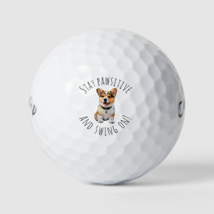 Balles De Golf Corgi Joyeux 'Restez Positifs et Jouez!' Amusant
