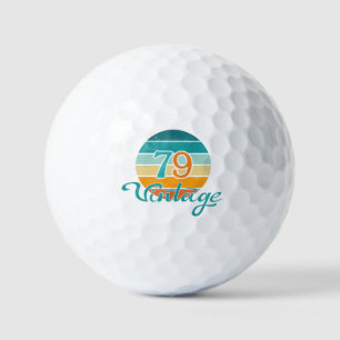 Balles De Golf Coucher de soleil rétro 79 Vintage en détresse