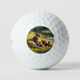 Balles De Golf "Coucher de soleil sur la famille Cheetah"