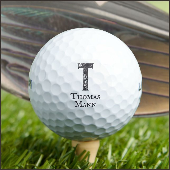 Balles De Golf Couleur unie gris initiales et nom (Créateur téléchargé)