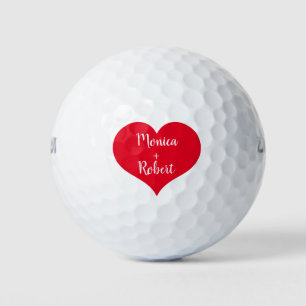 Balles De Golf Couple Golfer Nom Mariage Script Valentines jour