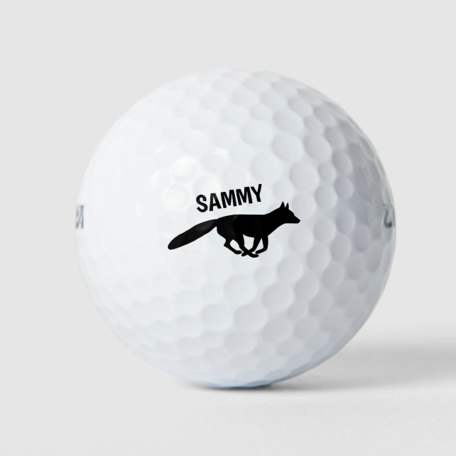 Balles De Golf Courir Fox Silhouette avec votre texte personnalis (Devant)