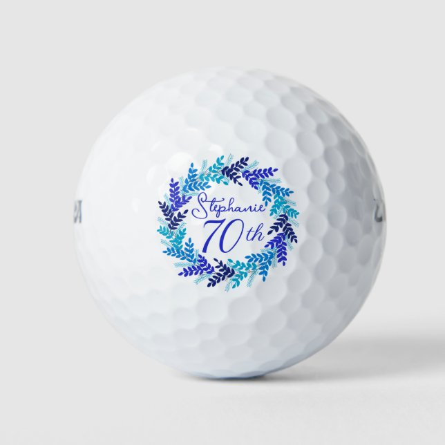 Balles De Golf Couronne Bleue Élégante 70e Anniversaire (Devant)