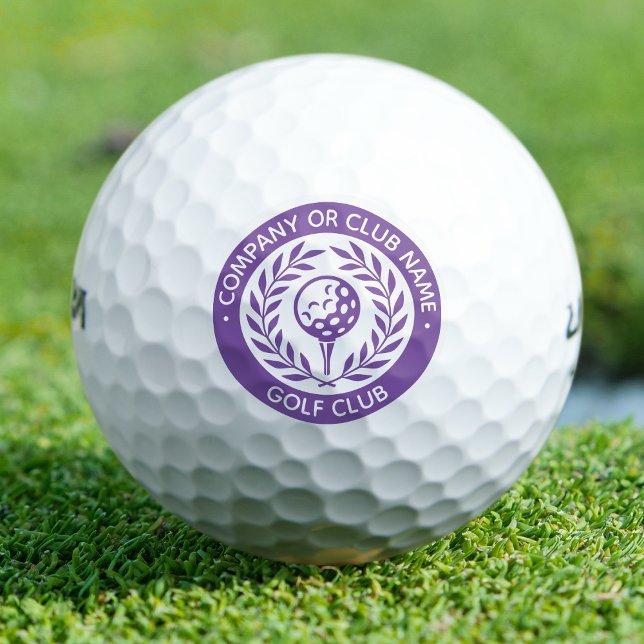 Balles De Golf Couronne de laurier violet classique Logo Nom pers (Créateur téléchargé)