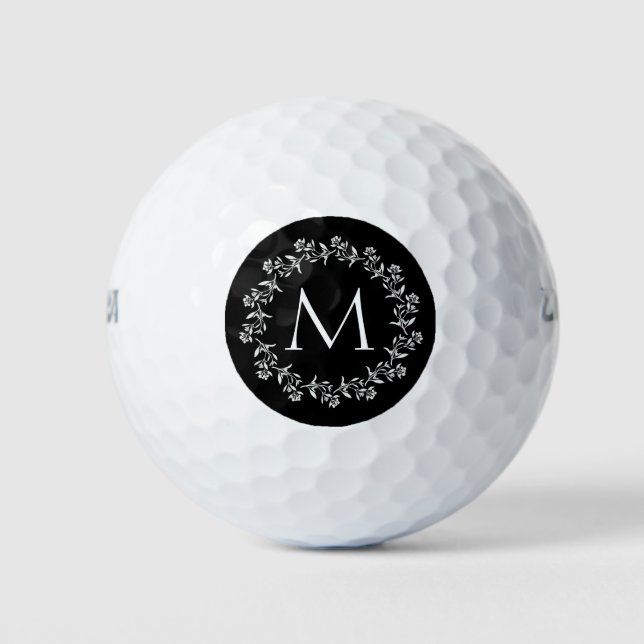 Balles De Golf Couronne florale avec monogramme (Devant)