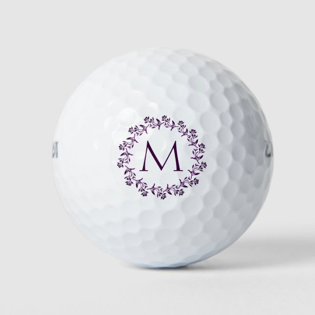 Balles De Golf Couronne florale avec monogramme (Devant)
