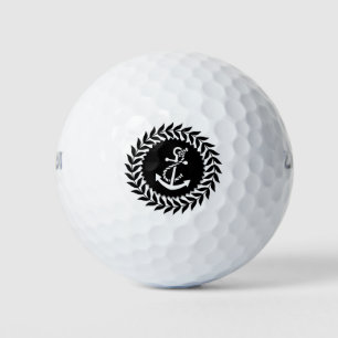 Balles De Golf Couronne noire et Ancre marine blanche