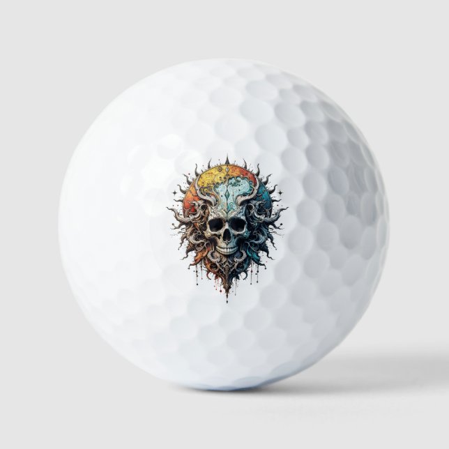 Balles De Golf Crâne Cosmique Orné Mandala Gothique Baroque  (Recto)