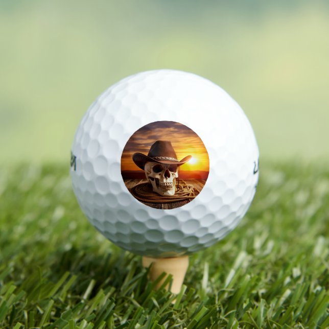 Balles De Golf Crâne cowboy avec Lasso (T-shirt Insitu)