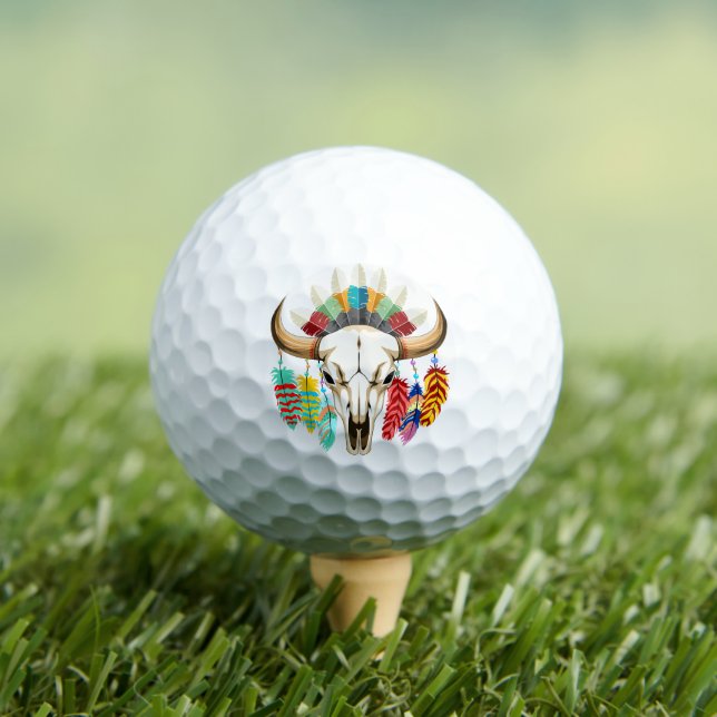 Balles De Golf Crâne de Buffalo Emblème Amérindien (T-shirt Insitu)