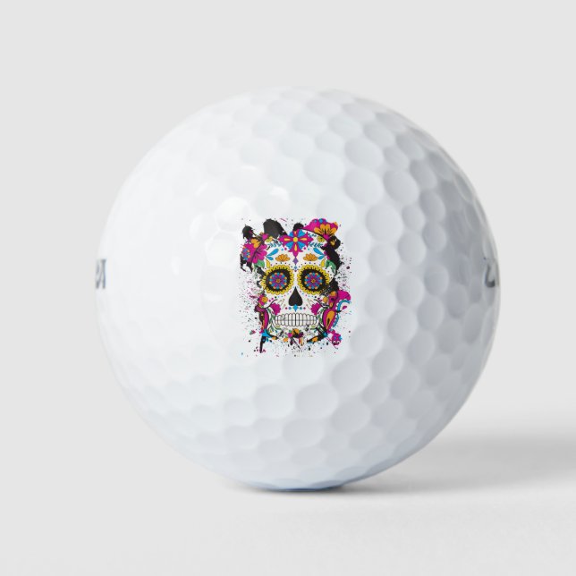 Balles De Golf Crâne de sucre dia de los muertos (Devant)