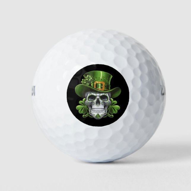 Balles De Golf Crâne de Sucre St Patrick's Day Trèfle (Devant)