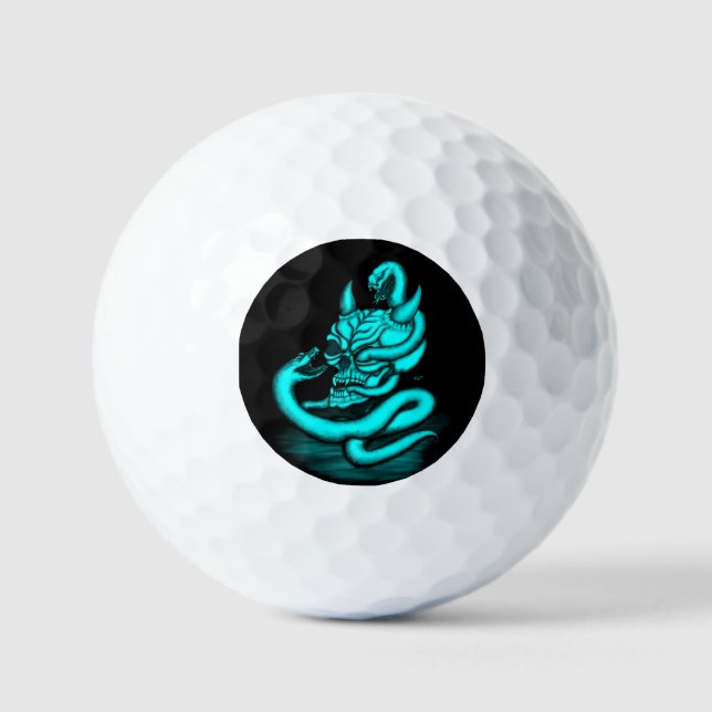 Balles De Golf Crâne - Tête diabolique avec serpent (Recto)