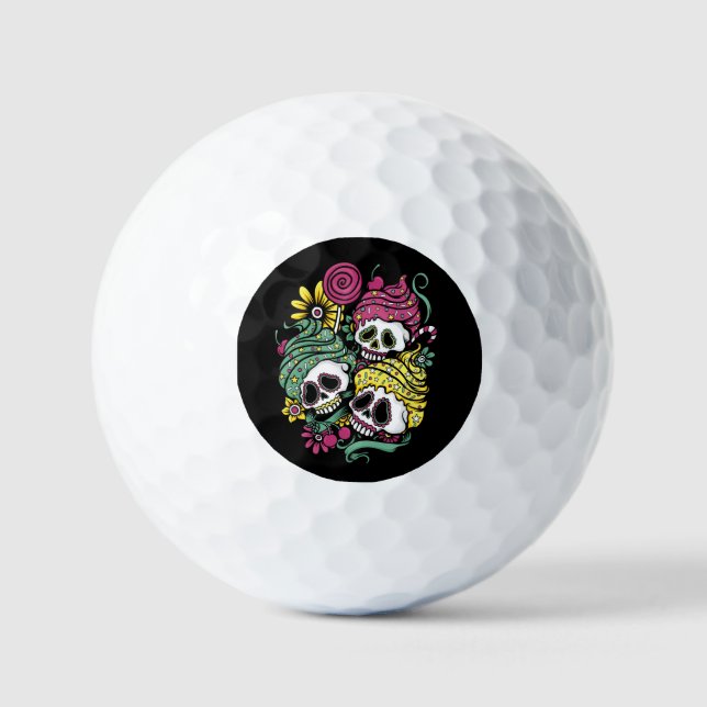 Balles De Golf Crânes et fleurs Couverture de tête de golf (Recto)