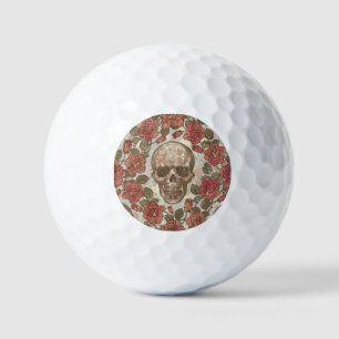 Balles De Golf Crânes rétro et ornement Rose