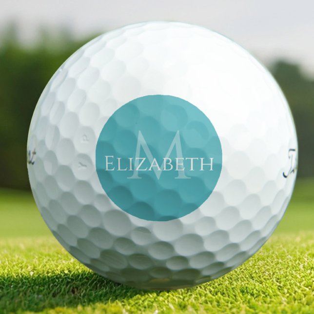 Balles De Golf Create Monogram Name Initial Elegant Teal Green (Teal Monogram Golf Balls – Fresh, Personalized Style with a Modern Edge)
