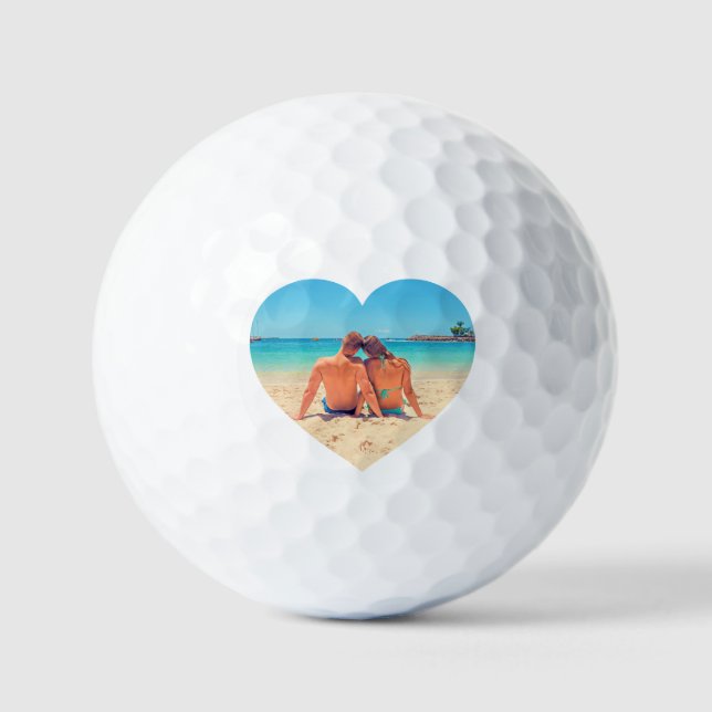 Balles De Golf Create Your Own Heart Photo Stamps Golf Balls Gift (Recto)