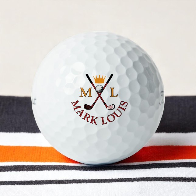 Balles De Golf Créer un logo Golfer Clubs croisés King Crown (Créateur téléchargé)