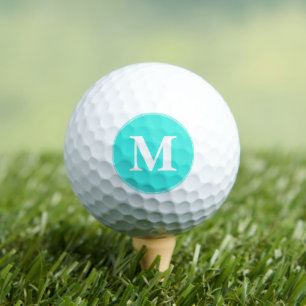 Balles De Golf Créer un monogramme blanc Turquoise personnalisé