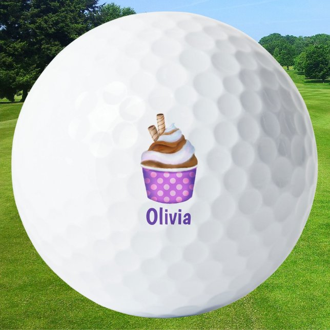 Balles De Golf Crème de glace Soft Serve Personnalisée (Sweet custom golf balls for ice cream lovers on the course.)
