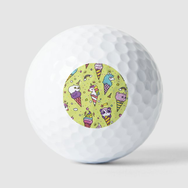 Balles De Golf Crème glacée Pop Cute : Motif animal (Recto)