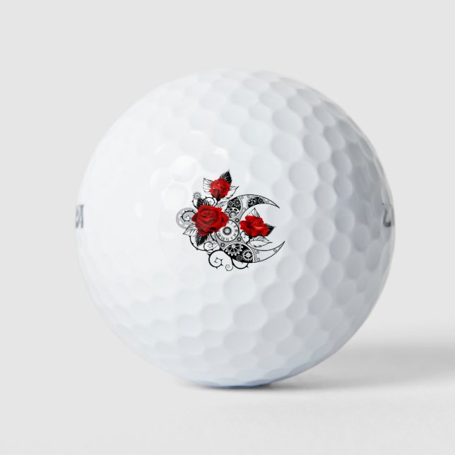 Balles De Golf Croissant mécanique avec roses rouges (Devant)