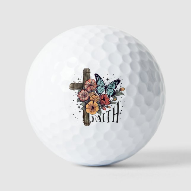 Balles De Golf Croix de la Foi Florale (Recto)