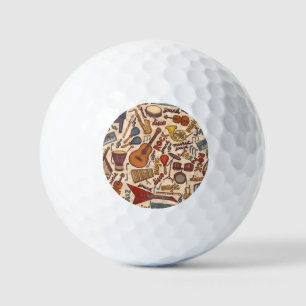 Balles De Golf Croquis Musical : Colorful Vintage sans couture.