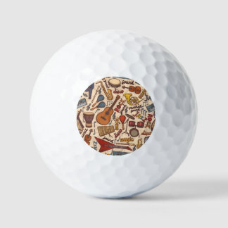 Balles De Golf Croquis Musical : Colorful Vintage sans couture.