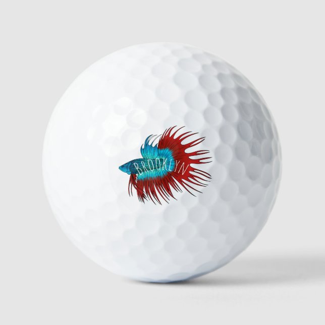 Balles De Golf Crowntail betta fish dessin animé (Recto)