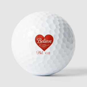 Balles De Golf Croyez cœur rouge et blanc