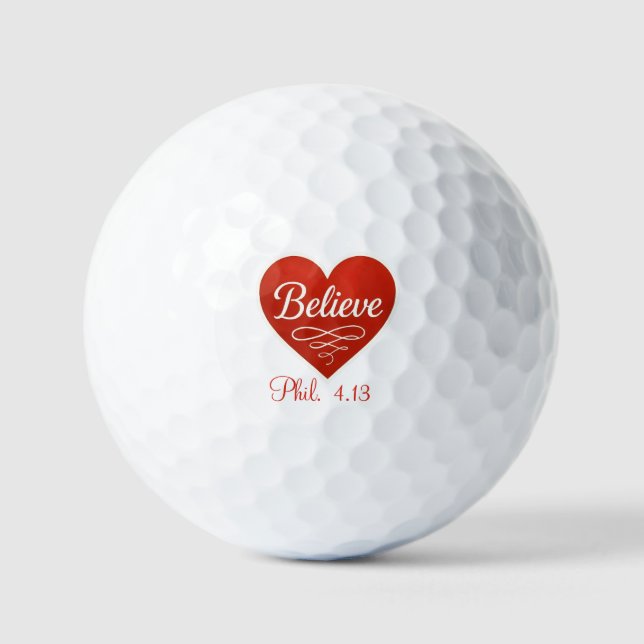 Balles De Golf Croyez cœur rouge et blanc (Recto)