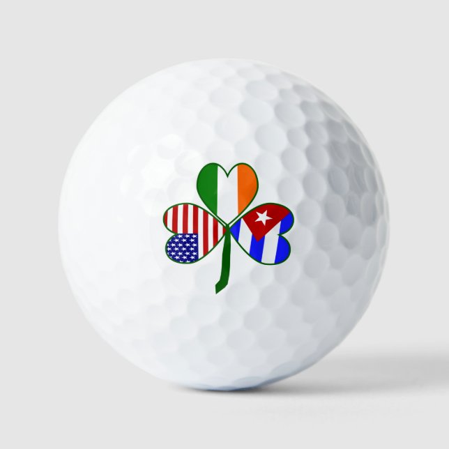 Balles De Golf Cuba Irlande USA Shamrock Drapeau Personnalisé (Recto)