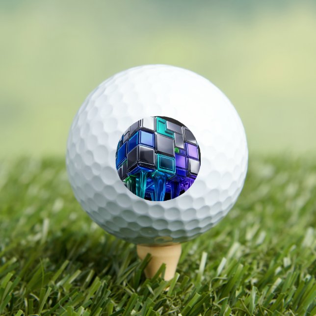Balles De Golf Cube de puzzle chromé futuriste  (T-shirt Insitu)