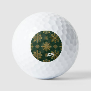 Balles De Golf Cuir Vert Embellie de Flocons de Neige Dorés et In