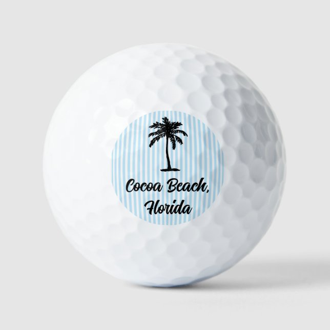 Balles De Golf Custom Beach Palm Tree Nautical Blue Stripe (Recto)