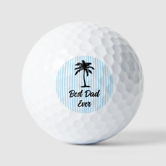 Balles De Golf Custom Best Dad Beach Palm Tree Nautical Stripe (Recto)