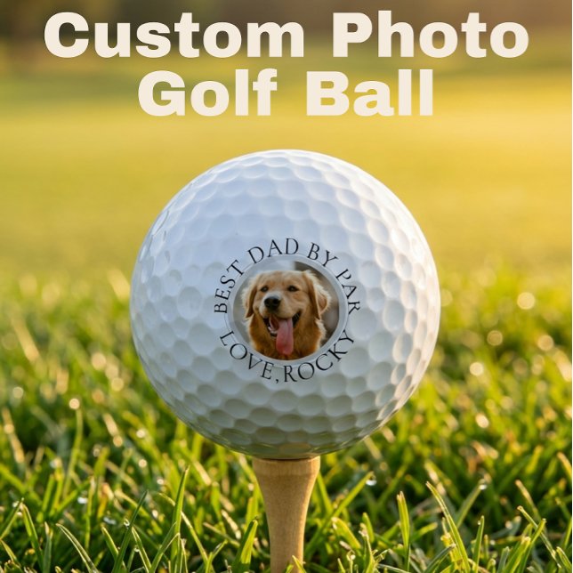 Balles De Golf Custom Dog Photo Golf Ball – Best Dad By Par (Créateur téléchargé)