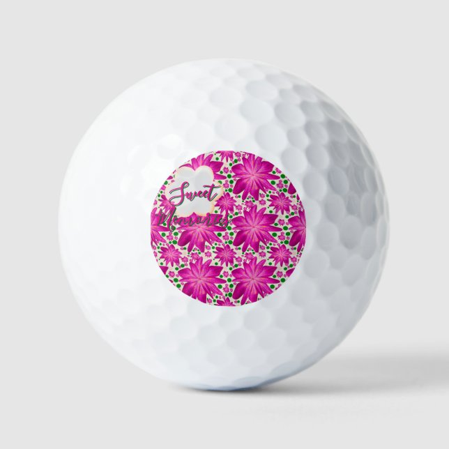 Balles De Golf Custom Hot Pink Floral Seamless Pattern  (Recto)