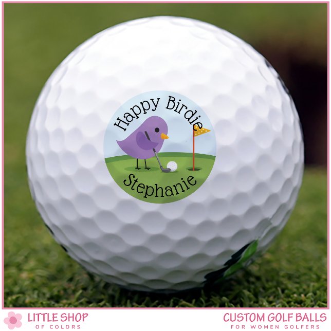 Balles De Golf Cute Birdie on Putting Green Customizable Birthday (Créateur téléchargé)